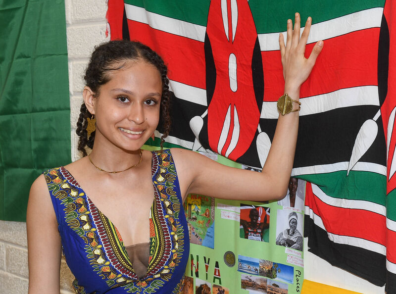 Tara Murphy with the Kenyan flag.