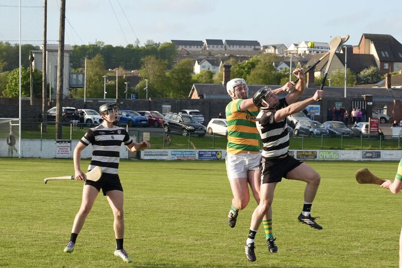 Midleton's Seán O’Sullivan and Kevin O’Keeffe under the dropping ball. Picture: Noel Sweeney Midleton's Seán O’Sullivan and Kevin O’Keeffe under the dropping ball. Picture: Noel Sweeney