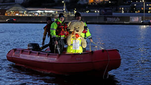 <p> Graham Wheatley, Derry Falvey, and Chris O'Donovan, Cork City Missing Persons Search And Recovery members on the river at Kennedy Quay last September.  Picture: Jim Coughlan.</p>
