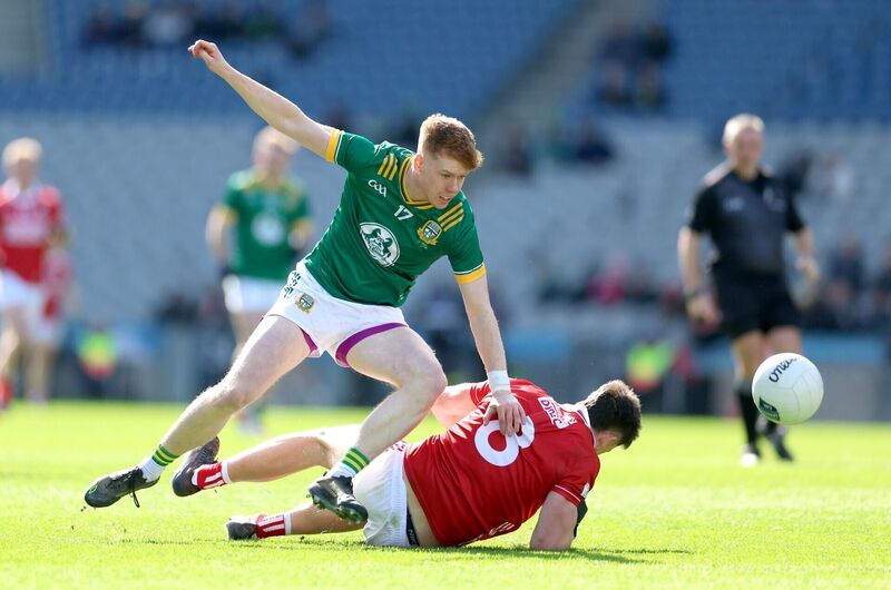 Colm O'Callaghan of Cork battles with Meath's Killian Smyth during the Allianz FL Division 2 final at Croke Park in March - the Rebels' next game is against the Royals at Páirc Uí Rinn. Picture: Inpho/James Crombie Colm O'Callaghan of Cork battles with Meath's Killian Smyth during the Allianz FL Division 2 final at Croke Park in March - the Rebels' next game is against the Royals at Páirc Uí Rinn. Picture: Inpho/James Crombie