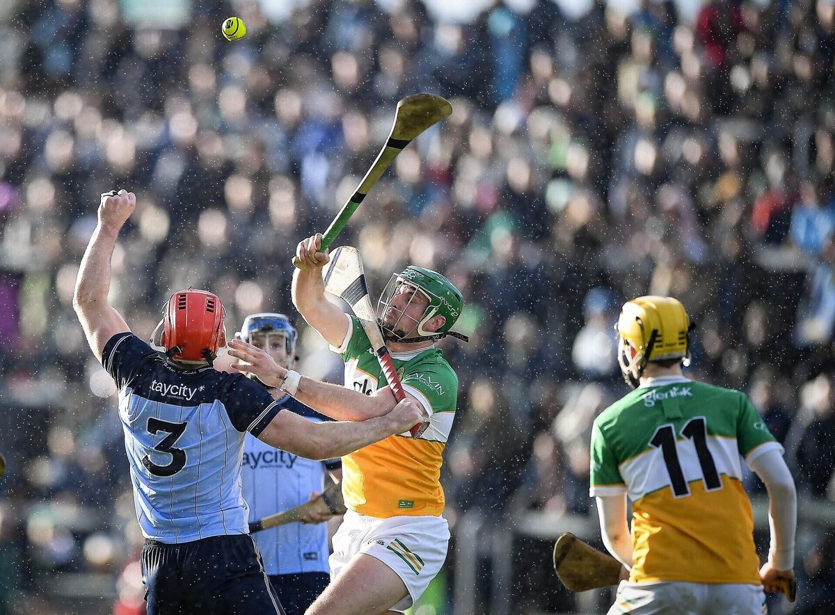 Offaly's Brian Duignan competes with Paddy Smyth of Dublin in the game at Glenisk O'Connor Park in Tullamore. Picture: Inpho/Tommy Grealyy Offaly's Brian Duignan competes with Paddy Smyth of Dublin in the game at Glenisk O'Connor Park in Tullamore. Picture: Inpho/Tommy Grealyy
