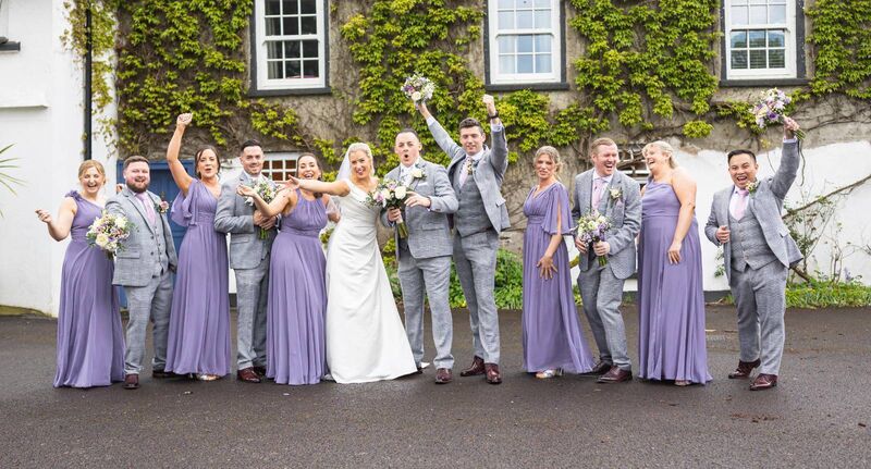 Clodagh and Timmy pictured with their bridal party. 