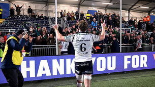 Cian Prendergast celebrates with fans after the game 15/5/2026