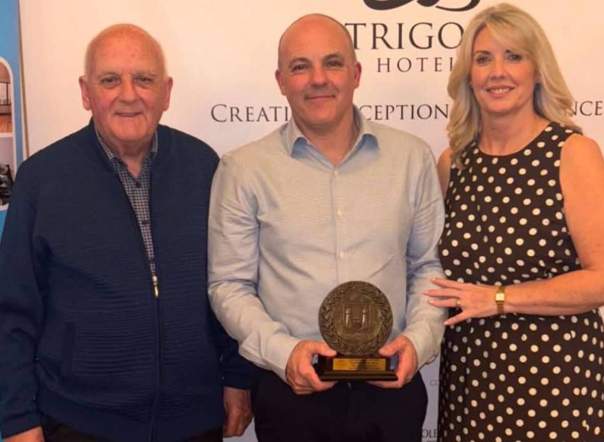 Cork Indoor Sports winner for boxing, Shane Forde, with his dad, Tadhg and his wife, Louise at the award ceremony held at the Metropole Hotel 
