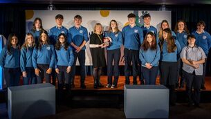 <p>The ‘Code4Life’ team from Coláiste Pobail Bheanntraí at the YSI Awards ceremony in Dublin. Picture: Marcin Lewandowski.</p>