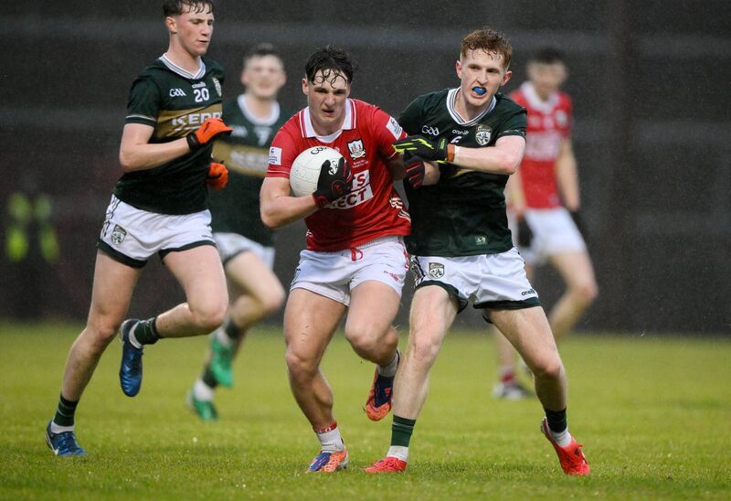 Cork's Tom Whooley braces for the challenge of Kerry's Cian Stack. Picture: Brendan Moran/Sportsfile