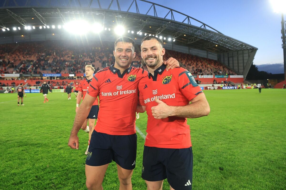 Munster's Dan Kelly and Andrew Smith celebrate last weekend. Picture: INPHO/Bryan Keane
