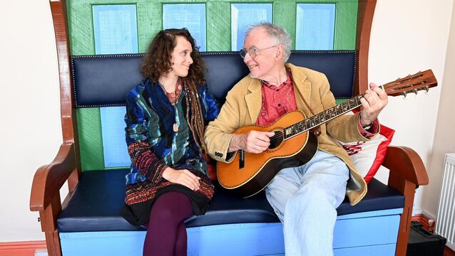 <p> Jimmy Crowley and his partner Eve Telford at home in Cobh in 2024. Picture: Eddie O'Hare</p>