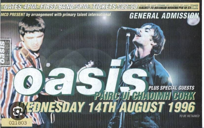 Claire's ticket to the gig in Cork in 1996. Claire's ticket to the gig in Cork in 1996.
