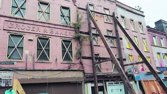 <p class="contextmenu internal_Caption">First declared derelict in 2015, the buildings suffered a partial collapse in 2019. <span class="contextmenu emphasis CaptionCredit">Picture: Denis Minihane</span>
</p> <p class="contextmenu internal_Caption">First declared derelict in 2015, the buildings suffered a partial collapse in 2019. <span class="contextmenu emphasis CaptionCredit">Picture: Denis Minihane</span>
</p>