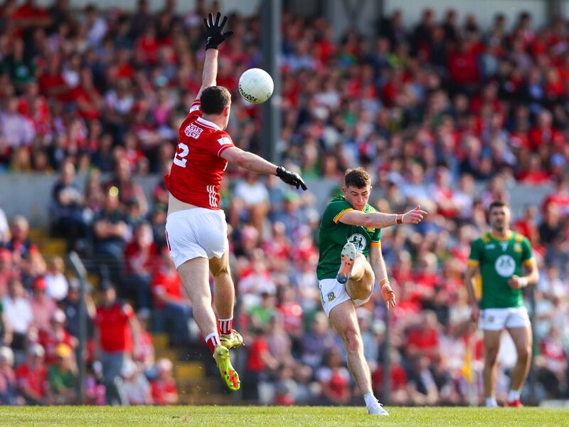 Meath's Eoghan Frayne with Maurice Shanley of Cork. Picture: INPHO/Tom O'Hanlon Meath's Eoghan Frayne with Maurice Shanley of Cork. Picture: INPHO/Tom O'Hanlon