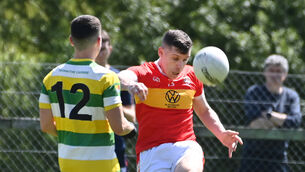 <p>Éíre Óg's Daniel Goulding shoots from Carbery Rangers' John Hodnett. Picture: Eddie O'Hare</p> <p>Éíre Óg's Daniel Goulding shoots from Carbery Rangers' John Hodnett. Picture: Eddie O'Hare</p>