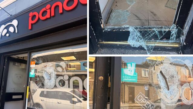 <p>Damage at Panda Asian Street Food on the Evergreen Rd in Turner's Cross. Pictures: Instagram</p>