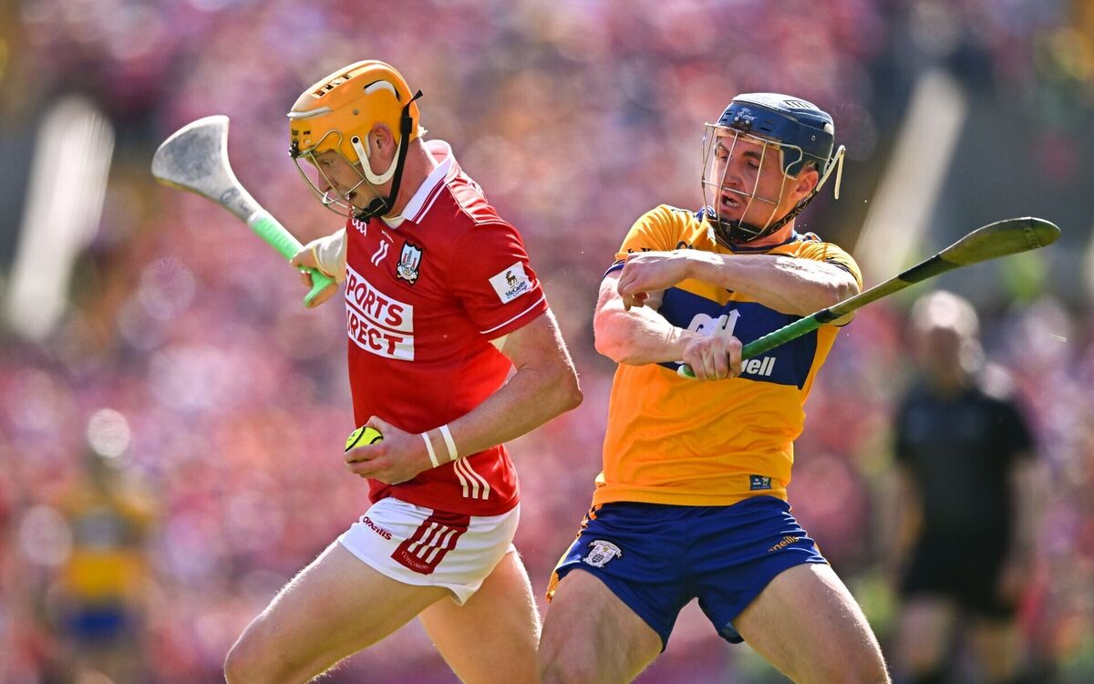 Shane Barrett of Cork gets away from Clare's Rory Hayes. Picture: Piaras Ó Mídheach/Sportsfile Shane Barrett of Cork gets away from Clare's Rory Hayes. Picture: Piaras Ó Mídheach/Sportsfile