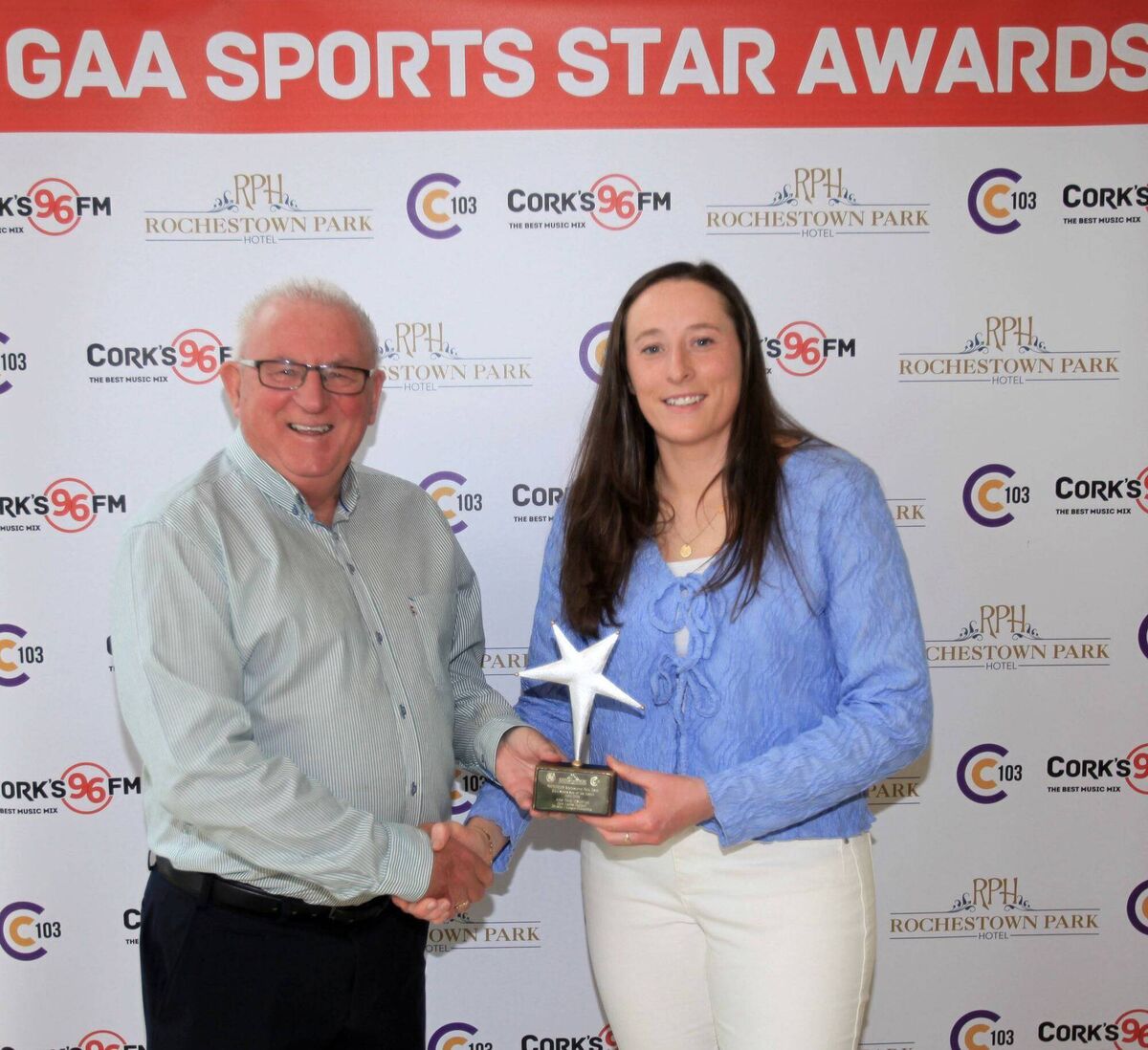 Finbarr McCarthy presents Áine Terry O'Sullivan with the latest 96FM/C103 award. Picture: Tony O'Connell Finbarr McCarthy presents Áine Terry O'Sullivan with the latest 96FM/C103 award. Picture: Tony O'Connell