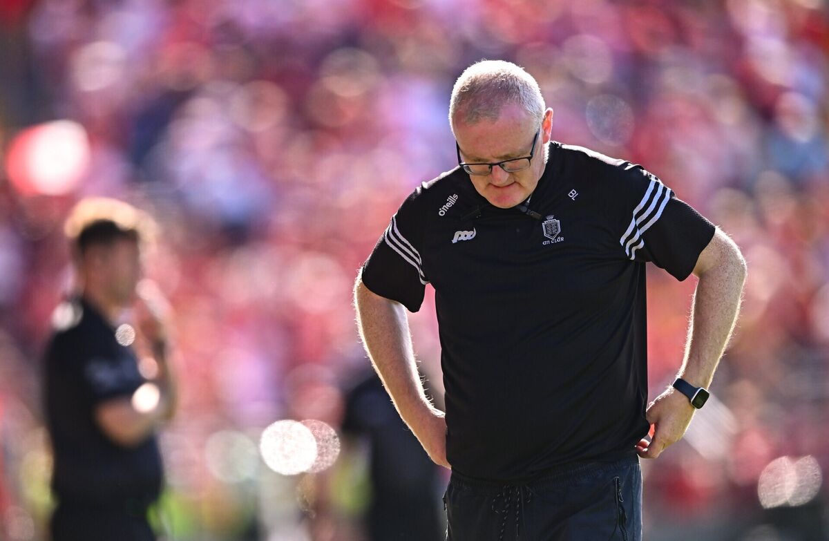 Frustration for Clare manager Brian Lohan on Sunday. Picture: Piaras Ó Mídheach/Sportsfile