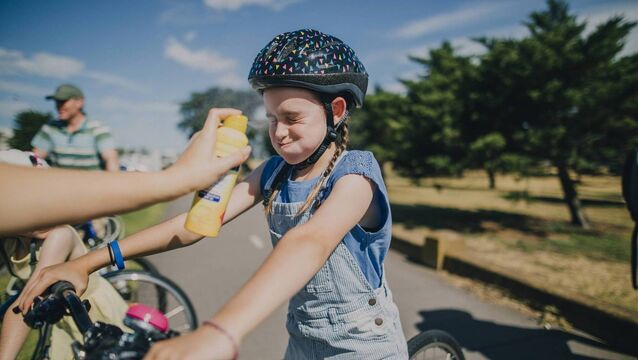 <p>Nicola recommends getting into a daily habit around applying sun protection to children.</p>