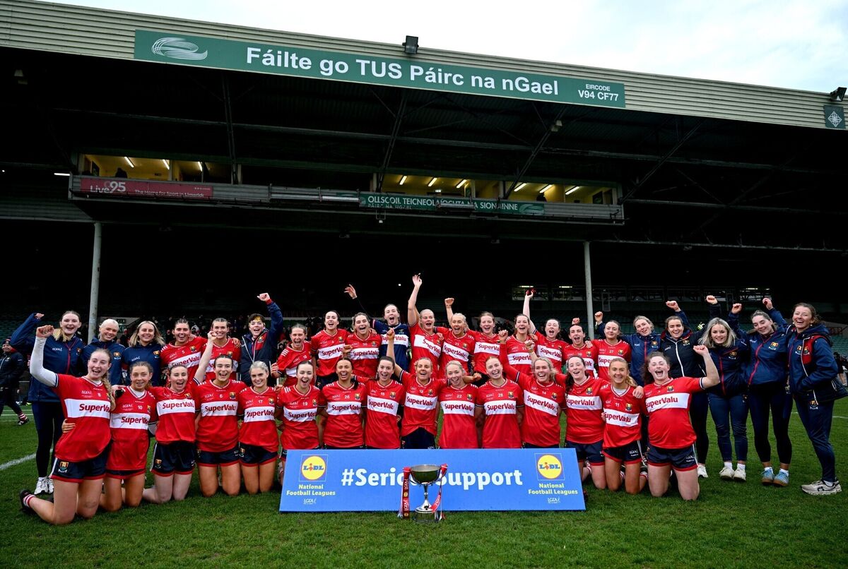 Cork players celebrate with the cup after winning the Division 1 League title this year. Picture: Sam Barnes/Sportsfile Cork players celebrate with the cup after winning the Division 1 League title this year. Picture: Sam Barnes/Sportsfile