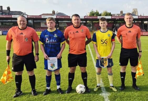 Youth Soccer: David Hickey, Carrigaline United captain Josh O’Callaghan, Dave Finnegan , Douglas Hall captain Matthew Dowling and Ricky Parker before the U18 Murphy Cup final at the Munster FA Turner’s Cross. Youth Soccer: David Hickey, Carrigaline United captain Josh O’Callaghan, Dave Finnegan , Douglas Hall captain Matthew Dowling and Ricky Parker before the U18 Murphy Cup final at the Munster FA Turner’s Cross.
