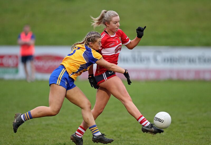 Cork's Kate Williamson in action against Clare's Ellis O'Flaherty. Williamson will be one of the players Cork will look to on Sunday in their All-Ireland U20 clash with Meath on Sunday at Mourneabbey. Picture: Jim Coughlan Cork's Kate Williamson in action against Clare's Ellis O'Flaherty. Williamson will be one of the players Cork will look to on Sunday in their All-Ireland U20 clash with Meath on Sunday at Mourneabbey. Picture: Jim Coughlan