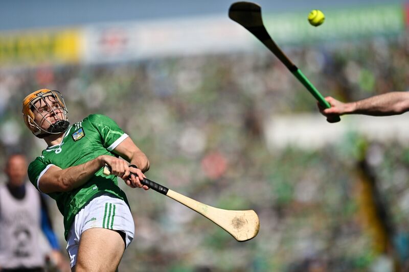 Adam English of Limerick takes a shot at goal. Picture: Tom Beary/Sportsfile Adam English of Limerick takes a shot at goal. Picture: Tom Beary/Sportsfile