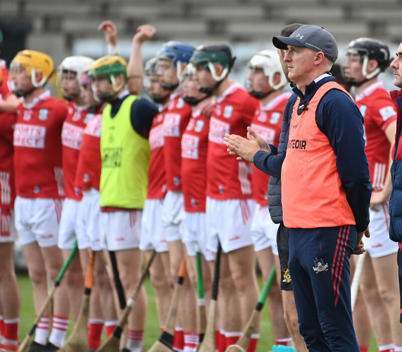 Cork minor hurling manager Donal Mulcahy and team members stand for the national anthem prior to the Electric Ireland Munster MHC game against Clare at Páirc Uí Rinn earlier this month. Picture: Eddie O'Hare Cork minor hurling manager Donal Mulcahy and team members stand for the national anthem prior to the Electric Ireland Munster MHC game against Clare at Páirc Uí Rinn earlier this month. Picture: Eddie O'Hare