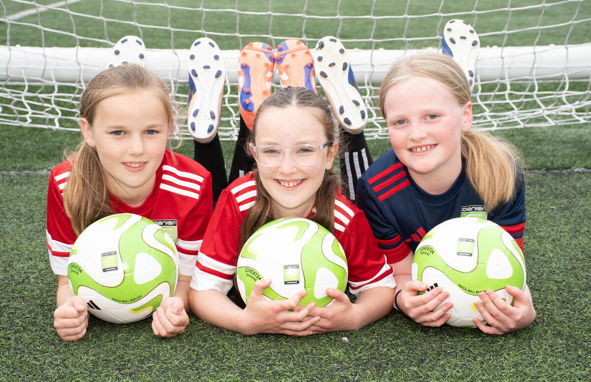 Coerver Coaching Academy Girls Isabelle Kiely, Muireann Louadah and Aisling Behan pictured at the launch of the CWSSL Coerver Coaching summer camps. Picture: Howard Crowdy Coerver Coaching Academy Girls Isabelle Kiely, Muireann Louadah and Aisling Behan pictured at the launch of the CWSSL Coerver Coaching summer camps. Picture: Howard Crowdy