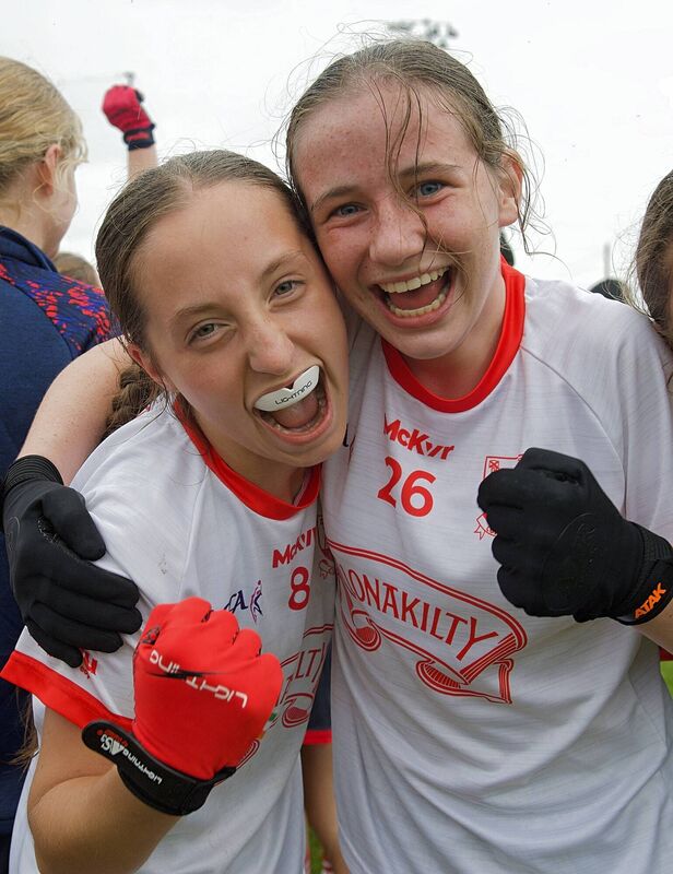 Joy for Milana Collins and Molly Philpott after Cork won the LGFA U14 All-Ireland title against Armagh. Picture: Gerard O'Loughlin. Joy for Milana Collins and Molly Philpott after Cork won the LGFA U14 All-Ireland title against Armagh. Picture: Gerard O'Loughlin.