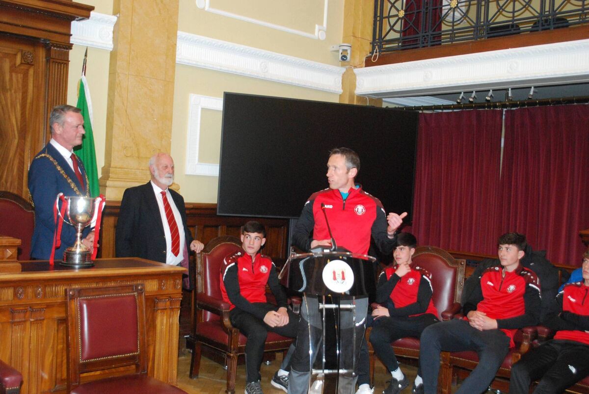 The Cork Youth team manager Conor Murray taking to the audience at the recent reception hosted by the Lord Mayor at the City Hall. KD The Cork Youth team manager Conor Murray taking to the audience at the recent reception hosted by the Lord Mayor at the City Hall. KD