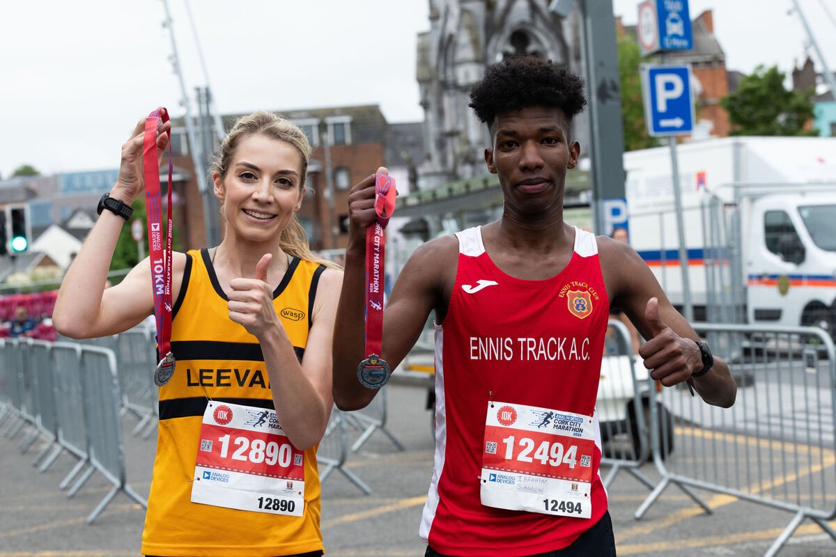 Winner of the women's 10k Niamh Allen and winner of the mens 10k Ibrahim Samow. Picture: Darragh Kane