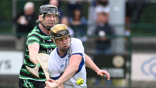 <p>Sarsfields' Daniel Hogan is hooked by Douglas' Joseph Harte. Picture: Eddie O'Hare</p> <p>Sarsfields' Daniel Hogan is hooked by Douglas' Joseph Harte. Picture: Eddie O'Hare</p>