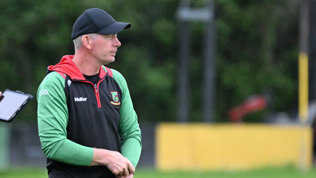<p> Team manager Ray O'Neill, Fr O'Neill's, on the sideline against Glen Rovers in the hurling league. Picture: Larry Cummins</p>