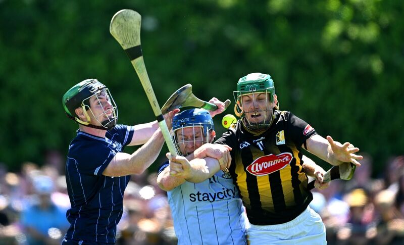 Eddie Gibbons and John Bellew of Dublin in action against Eoin Cody of Kilkenny. Picture: Daire Brennan/Sportsfile