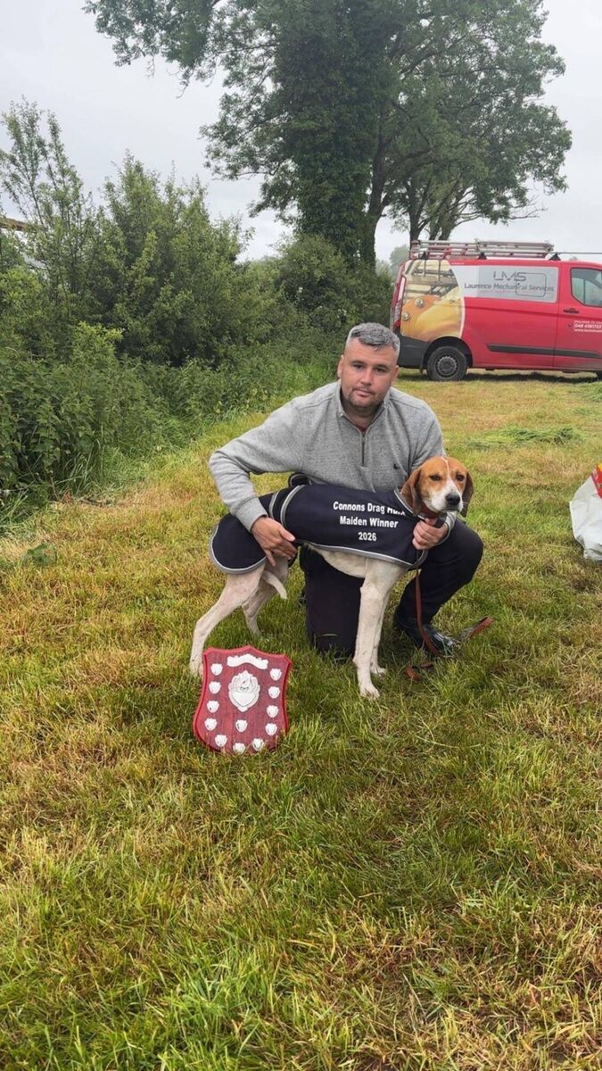 James Green  of Kerry Pike/Fair Hill harriers with Starman's Son  winniner of the Connon's Senior Maiden draghunt at Monaghan.