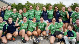 <p>Ballincollig celebrate after the win over Sarsfields in the Premier Intermediate League Camogie Final at Castle Road. Picture: Noel Sweeney</p>