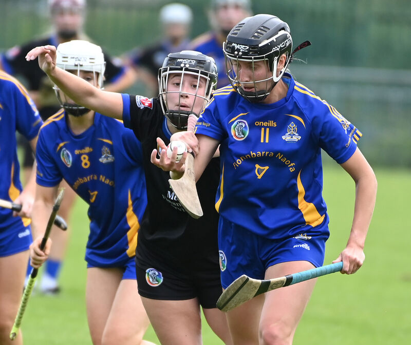 St Finbarr's Ciara Golden is tackled by Sarsfields' Tara Elliott. Picture: Eddie O'Hare St Finbarr's Ciara Golden is tackled by Sarsfields' Tara Elliott. Picture: Eddie O'Hare