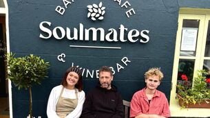 <p>Bill Pedder (centre) with his management team at Soulmates in Ardmore; Lauren Fitzgerald and Romeo Silverman</p>