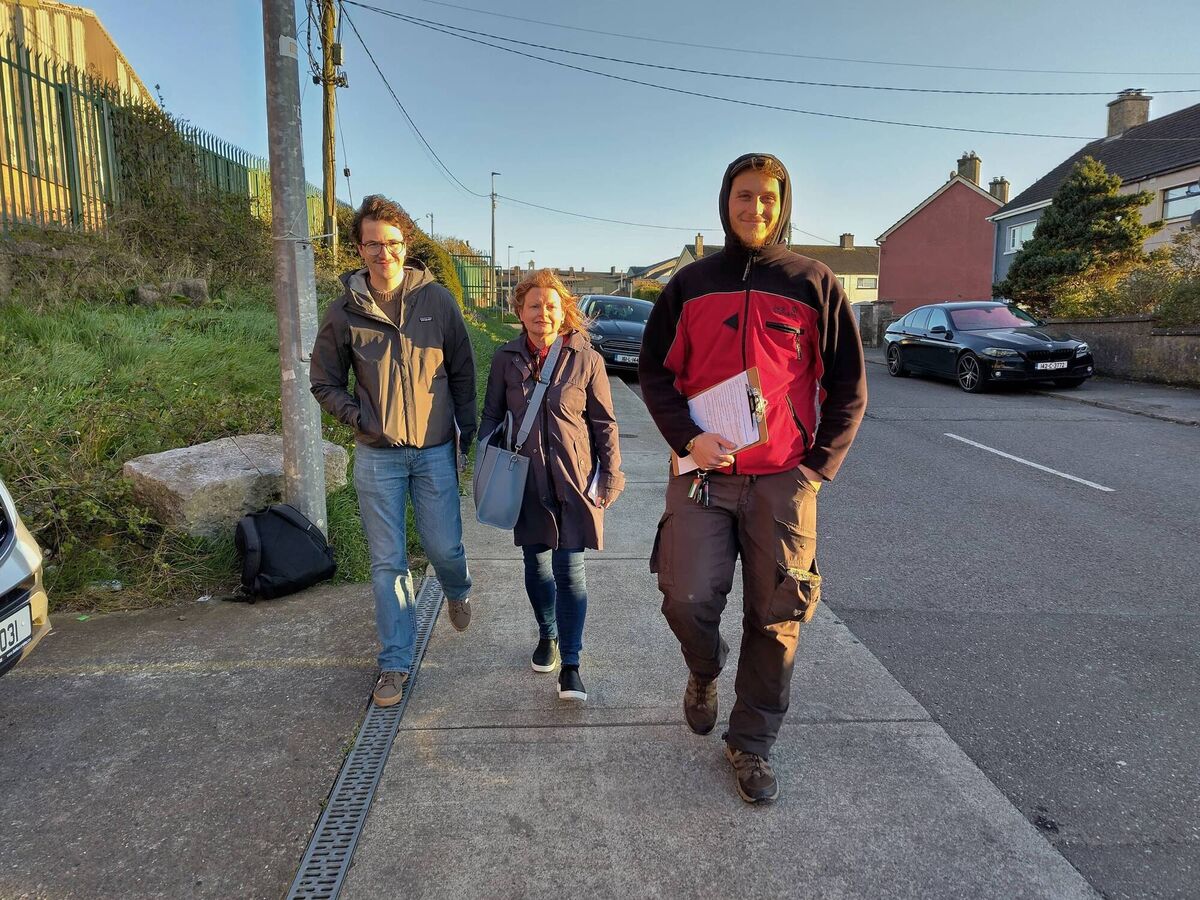 Members of the Stop Cork Prison Expansion group out engaging with local concerns about the proposed prison building 