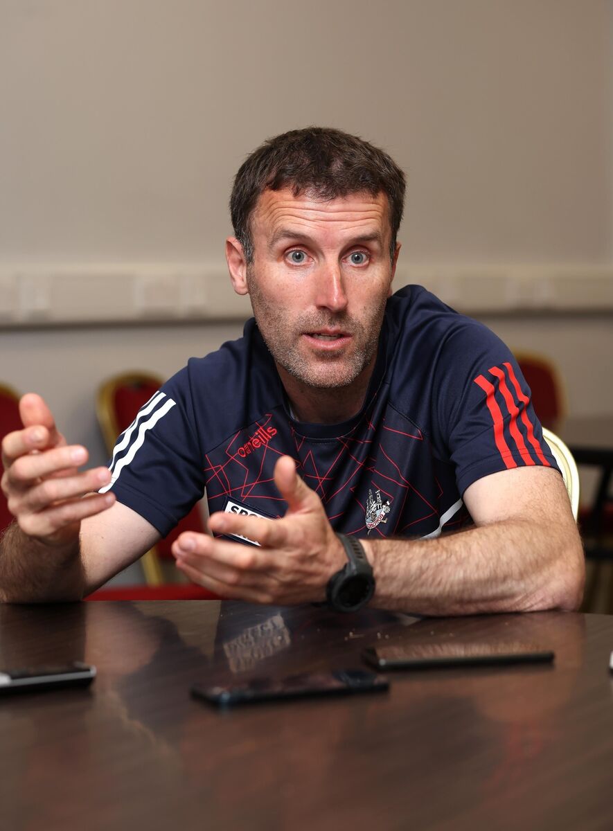 Cork manager Ben O'Connor speaking at the pre-Munster SHC final press event. Picture: Jim Coughlan