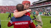Brian Hayes celebrates with Ben O’Connor after the game 26/4/2026