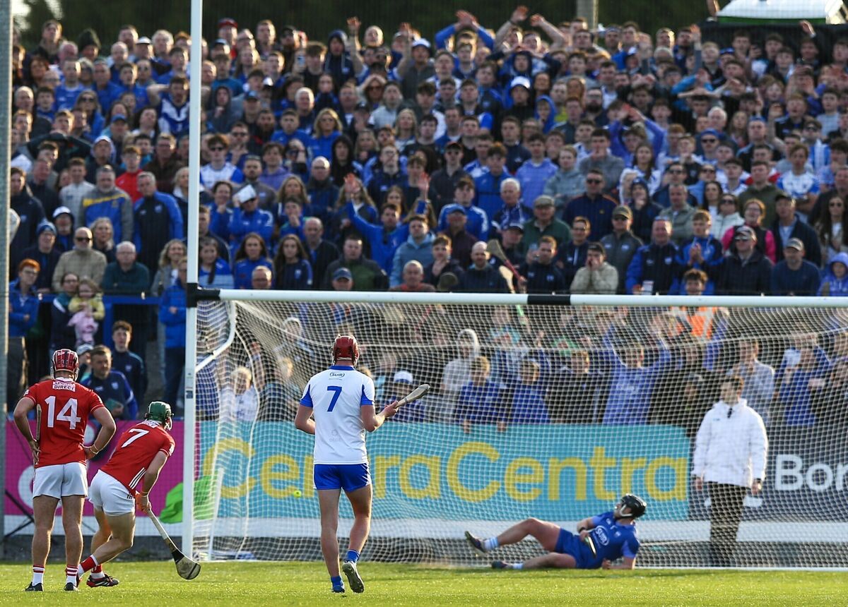 Mark Coleman scores Cork's goal from a penalty during the Munster SHC game against Waterford at Azzurri Walsh Park. Picture: Inpho