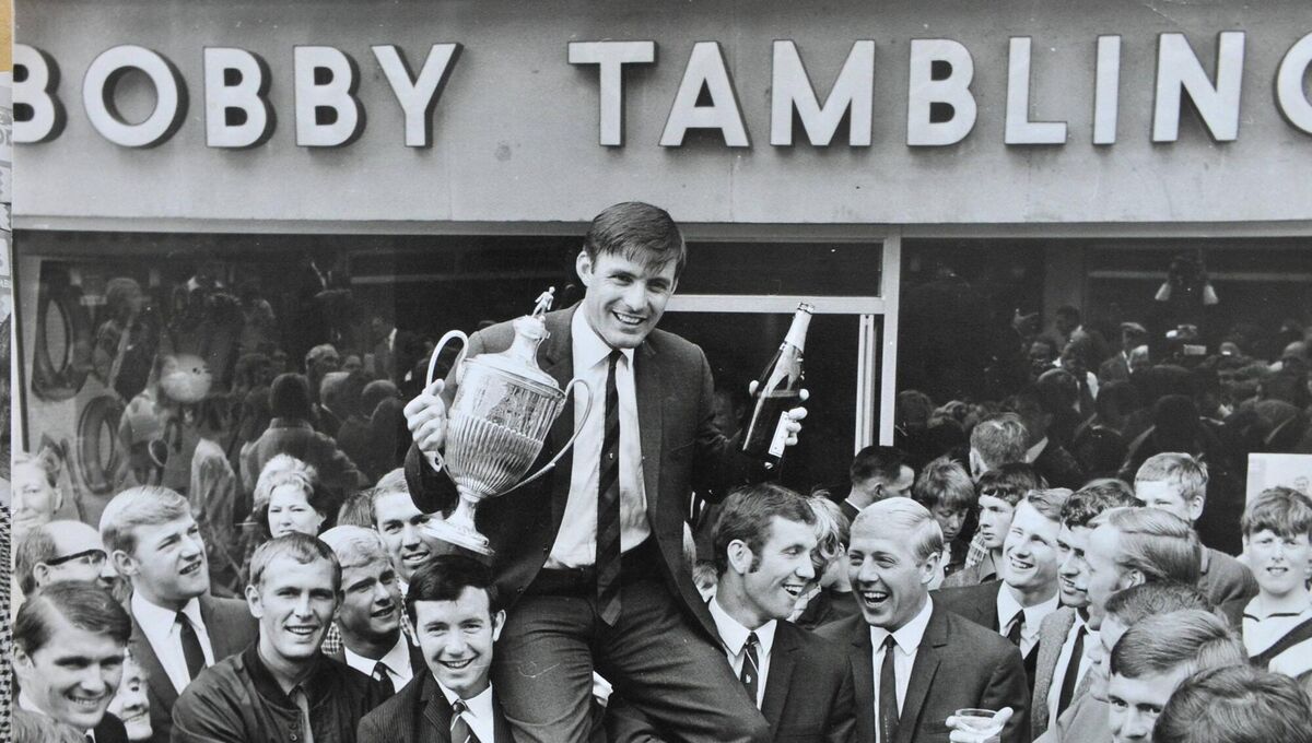 Chelsea goal scorer Bobby Tambling in a picture taking the day his shop opened in 1967. with Picture Dan Linehan Chelsea goal scorer Bobby Tambling in a picture taking the day his shop opened in 1967. with Picture Dan Linehan