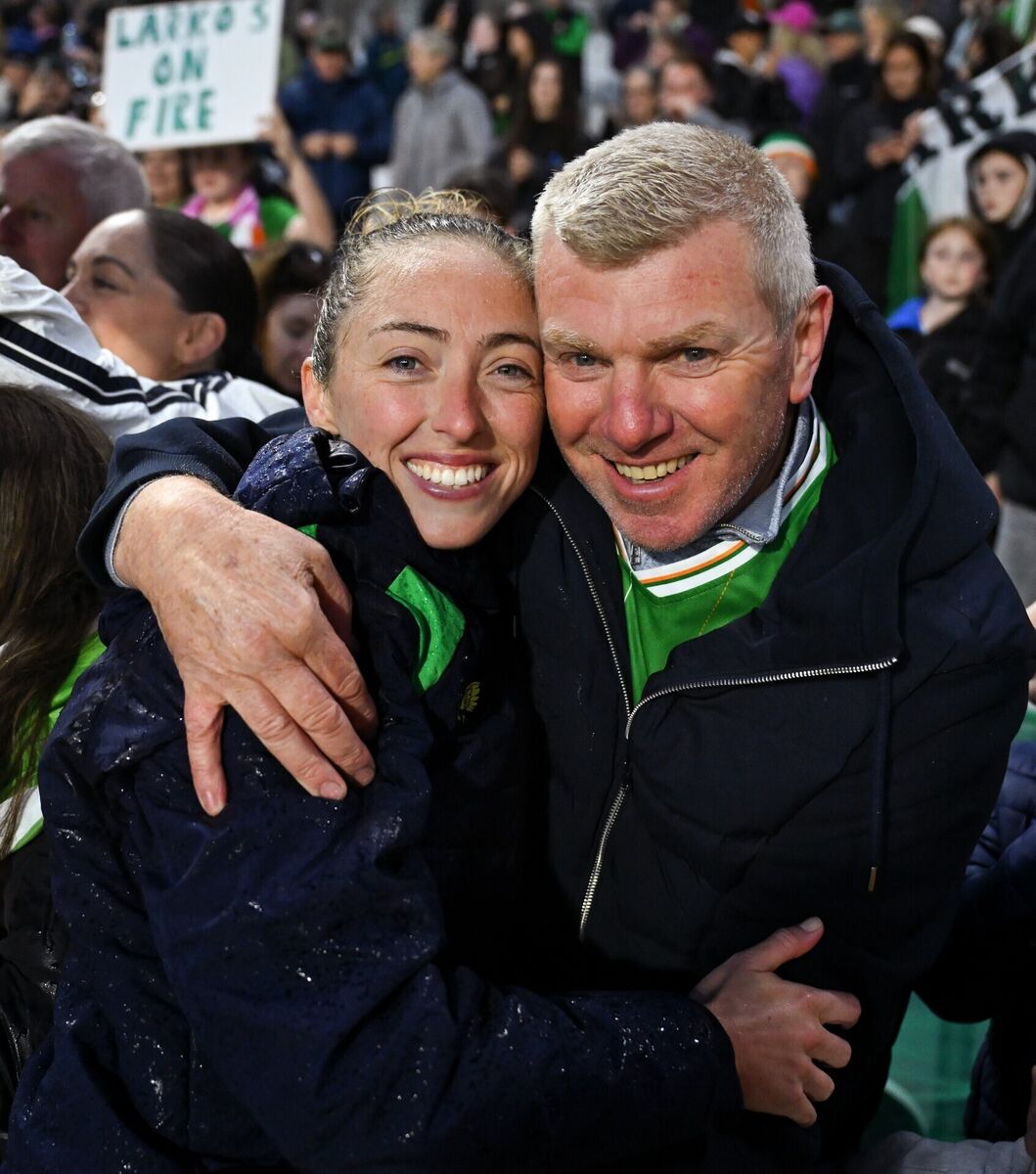 Megan Connolly with her father Michael after the win on Friday. Picture: Stephen McCarthy/Sportsfile Megan Connolly with her father Michael after the win on Friday. Picture: Stephen McCarthy/Sportsfile