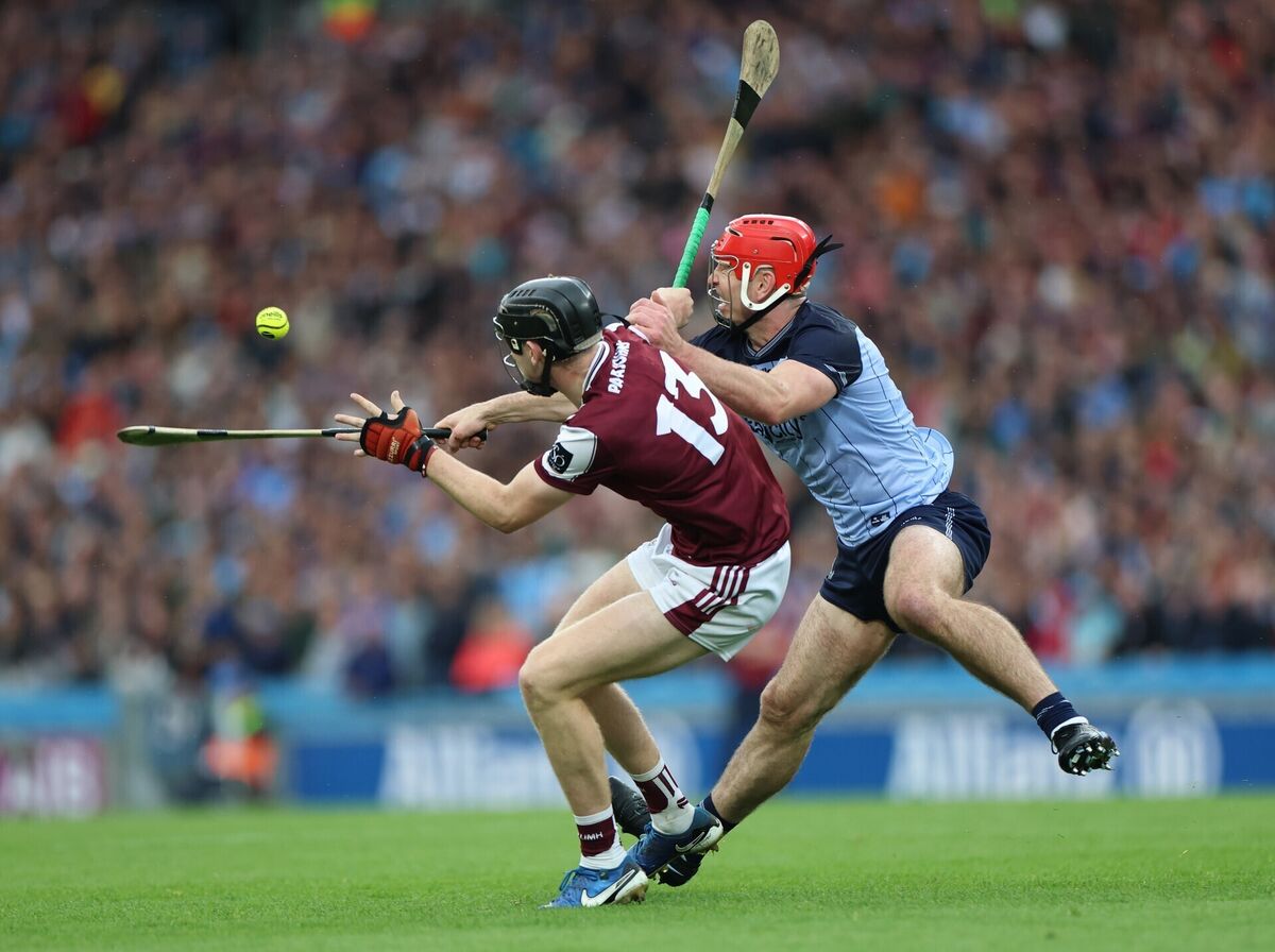 Dublin’s Paddy Smyth and Jason Rabbitte of Galway in action at Croke Park in the Leinster Hurling final. Picture: INPHO/James Crombie Dublin’s Paddy Smyth and Jason Rabbitte of Galway in action at Croke Park in the Leinster Hurling final. Picture: INPHO/James Crombie