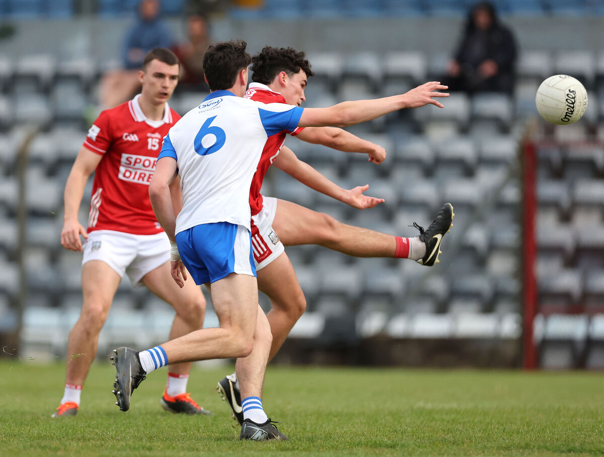 Joe Miskella shoots from Anthony O'Donnell, Waterford. Picture: Jim Coughlan. Joe Miskella shoots from Anthony O'Donnell, Waterford. Picture: Jim Coughlan.