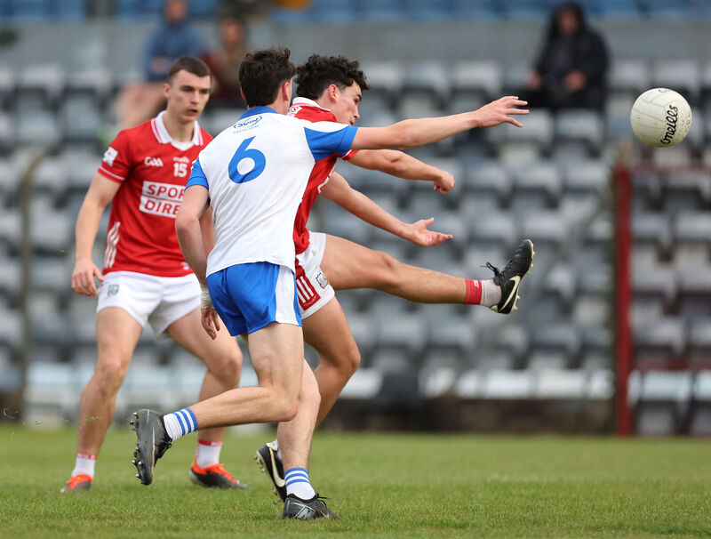 Joe Miskella shoots from Anthony O'Donnell, Waterford. Picture: Jim Coughlan. Joe Miskella shoots from Anthony O'Donnell, Waterford. Picture: Jim Coughlan.