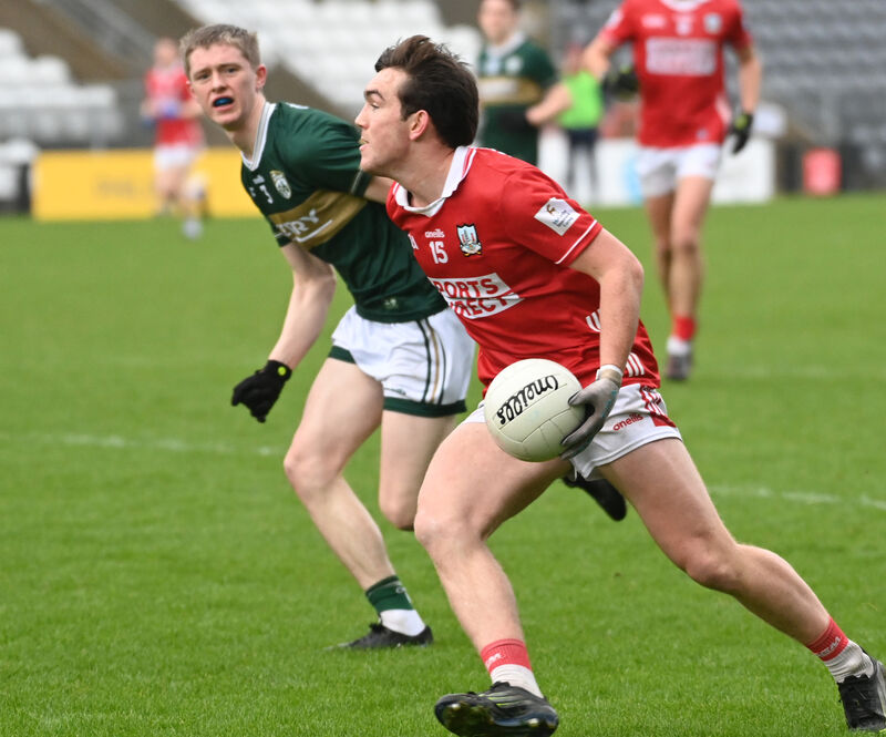 Cork U20 footballer Danny Miskella takes on Kerry's Gearóid Evans. Picture: Eddie O'Hare Cork U20 footballer Danny Miskella takes on Kerry's Gearóid Evans. Picture: Eddie O'Hare