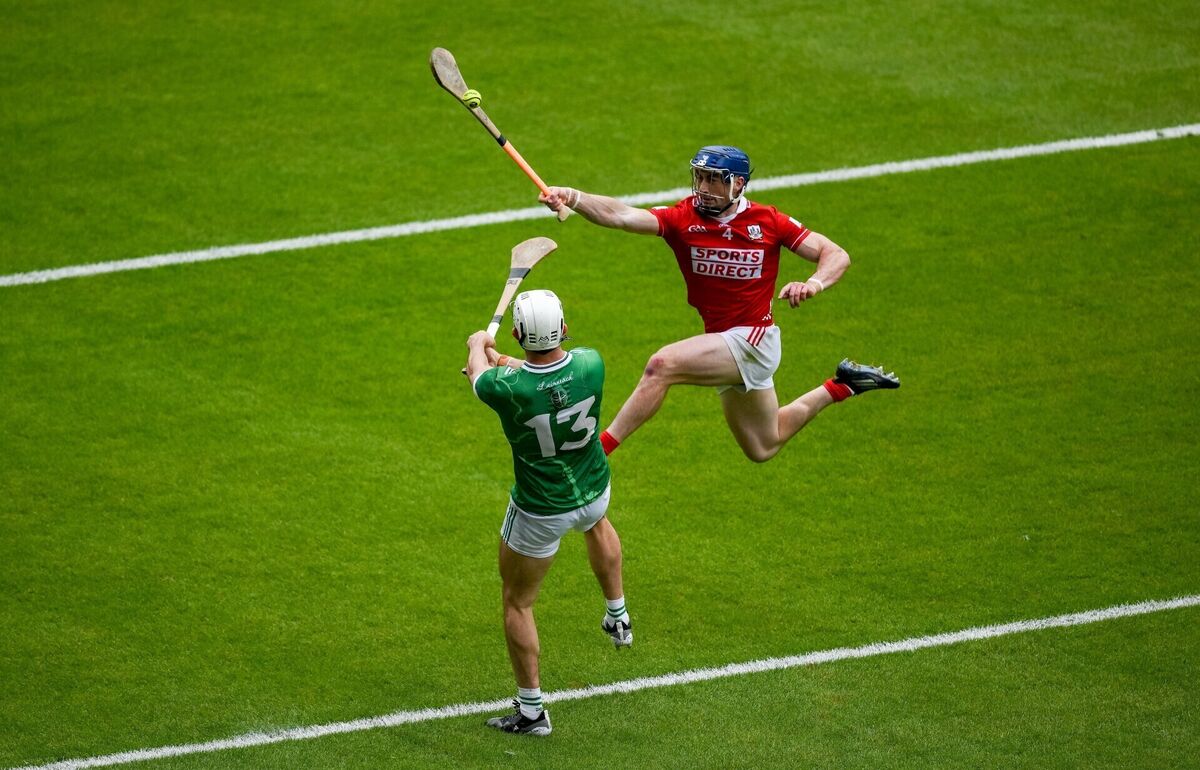 Seán O'Donoghue of Cork makes a flying block on a shot by Limerick's Aaron Gillane. Picture: Brendan Moran/Sportsfile Seán O'Donoghue of Cork makes a flying block on a shot by Limerick's Aaron Gillane. Picture: Brendan Moran/Sportsfile