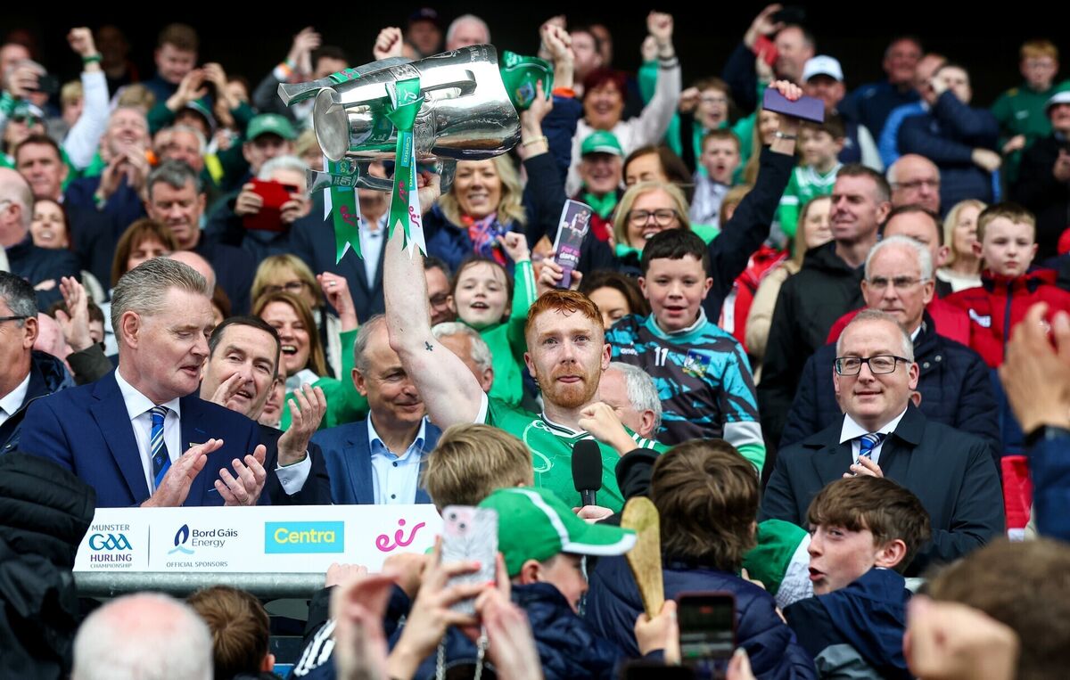 Limerick's Cian Lynch lifts the Mick Mackey Cup. Picture: INPHO/James Crombie Limerick's Cian Lynch lifts the Mick Mackey Cup. Picture: INPHO/James Crombie