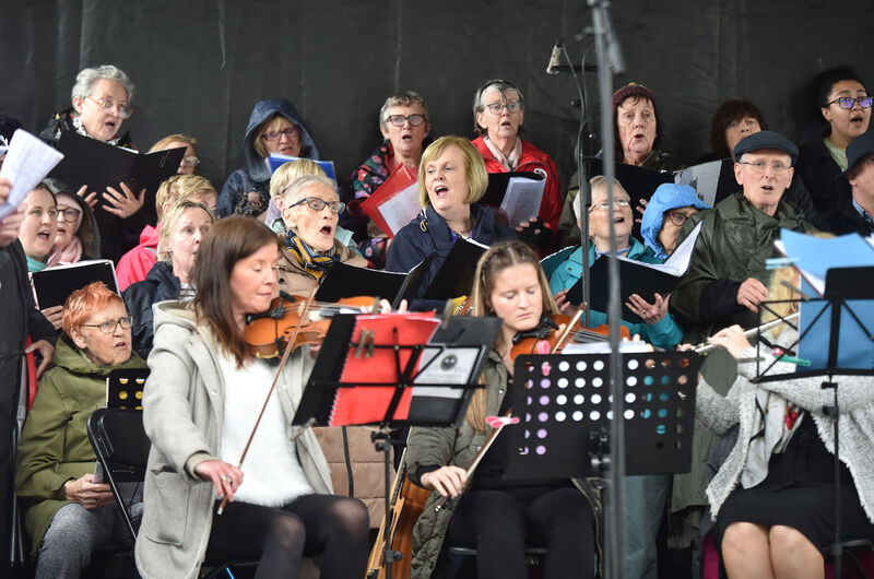The massed choir during the centenary year Eucharistic procession in Cork. The massed choir during the centenary year Eucharistic procession in Cork.